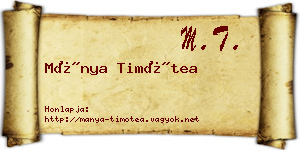 Mánya Timótea névjegykártya